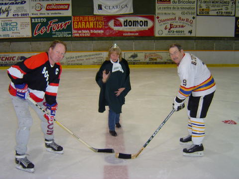 Queen Casey Dropping the puck for the Boston-LTHC Game