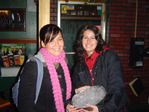 Caught them blue handed - Julie and Jamie stealing ice from the pub