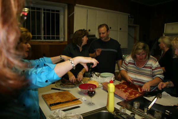 Myrna directing traffic in the kitchen
