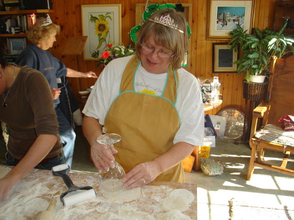 Casey demonstrates that you can use any kind of glass as a cookie cutter